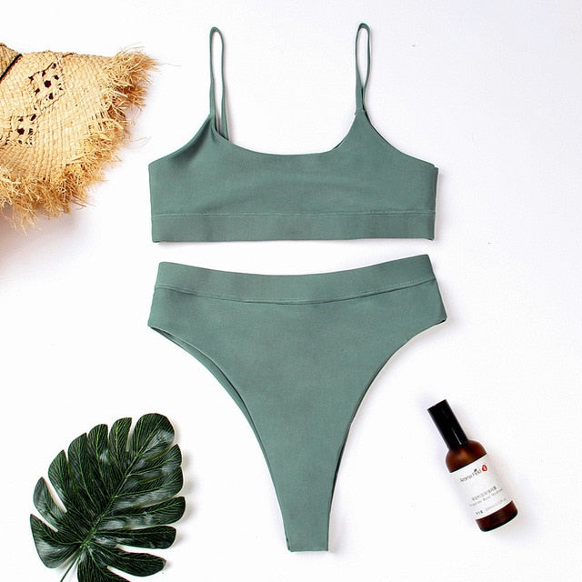 Brazilian High Waist Bikini Cropped Set Cropped-Two Piece Set